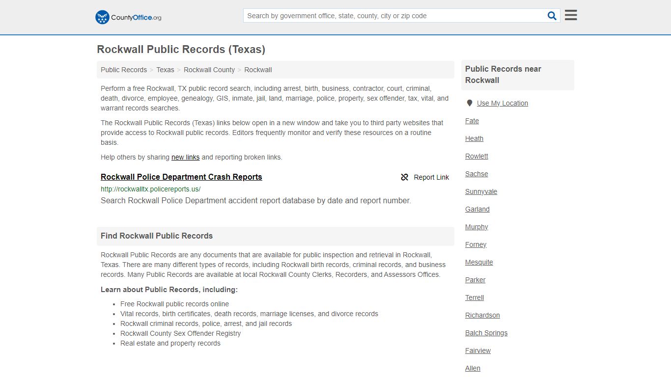 Public Records - Rockwall, TX (Business, Criminal, GIS, Property ...